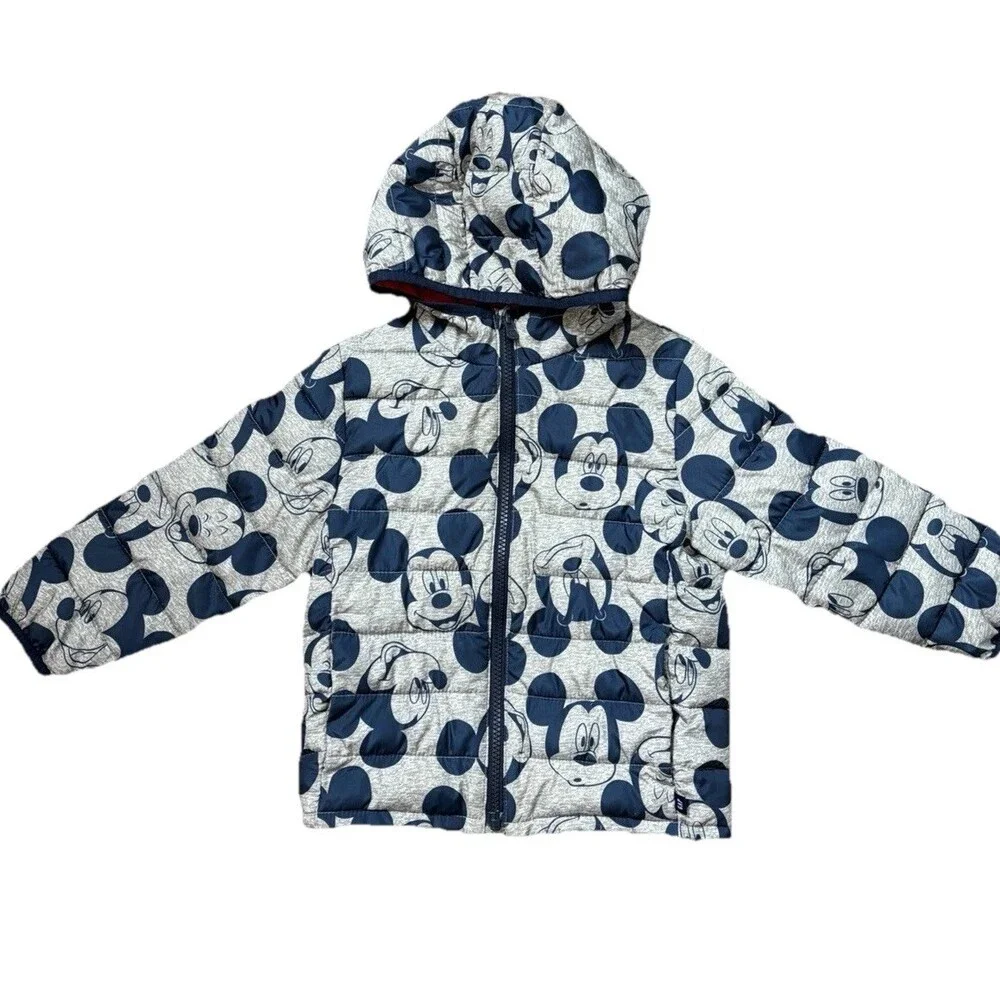 Baby Gap & Disney Mickey Mouse Puffer Jacket - 4 years Gray/Blue Primaloft EUC